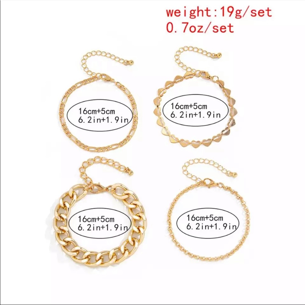NEW 4 PCS/SET 18K GOLD CUBAN BRACELET - Picture 4 of 6